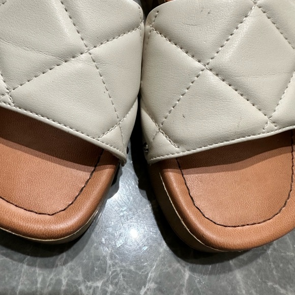 Steve Madden Olad Quilted Faux Wood Off White Slides Women’s 7.5 - Picture 5 of 6
